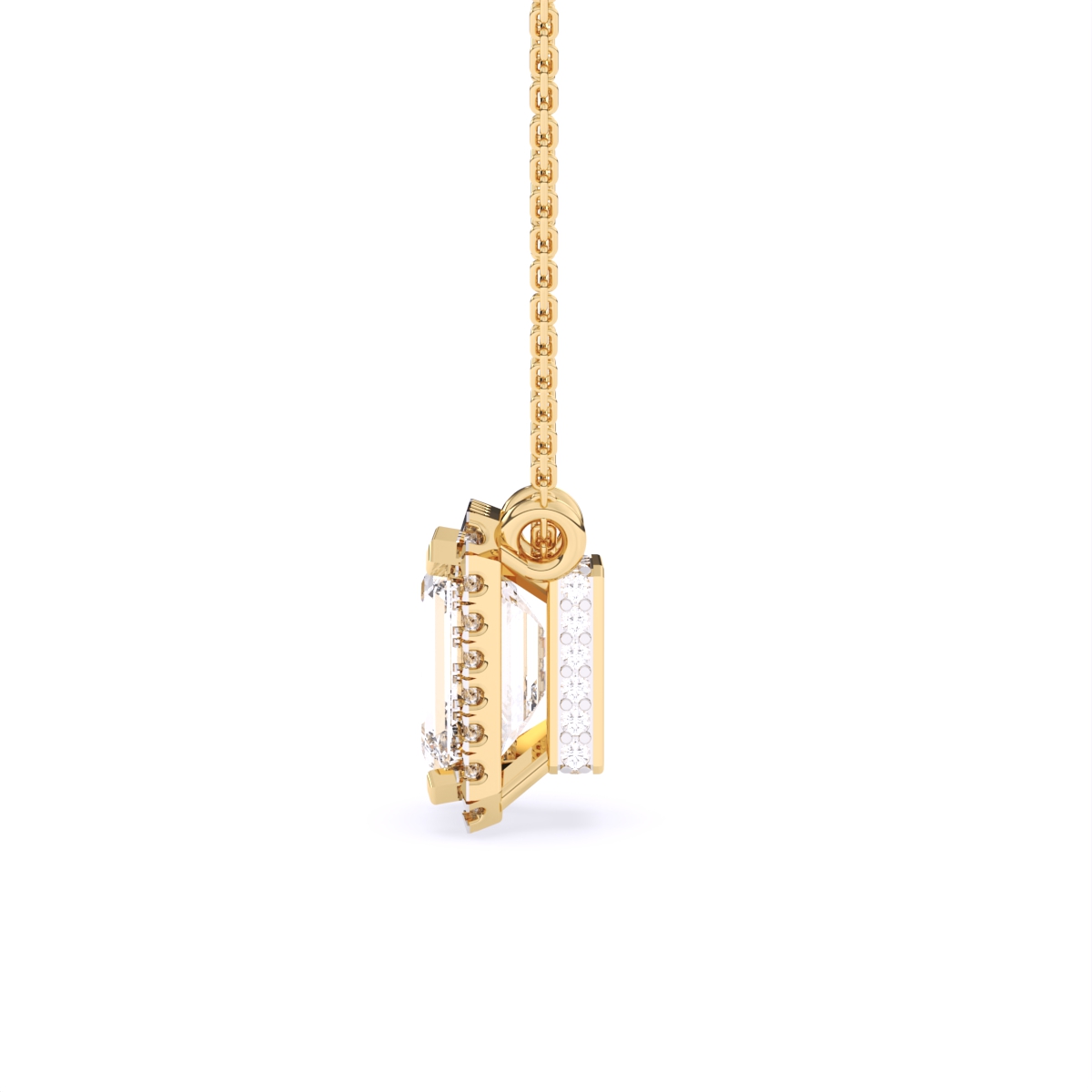 Emerald Halo Solitaire Lab Diamond Pendant
