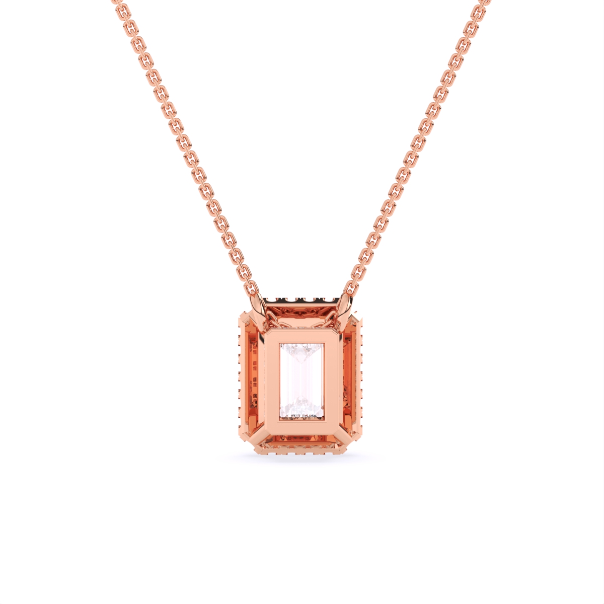 Emerald Halo Solitaire Lab Diamond Pendant