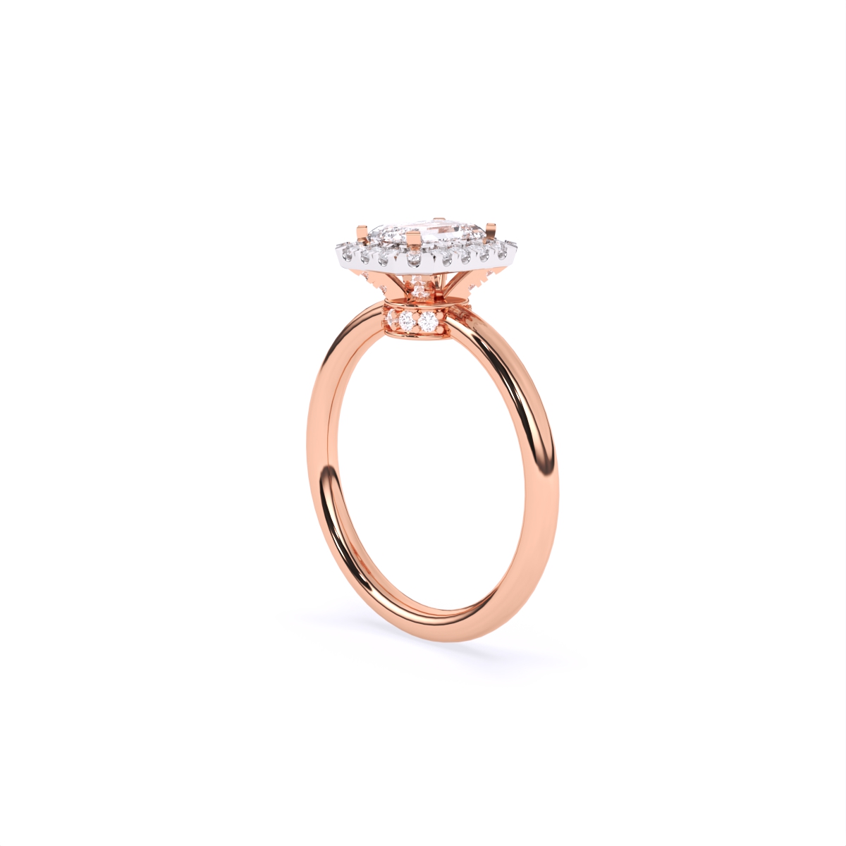 Emerald Halo lab Diamond Wedding Ring
