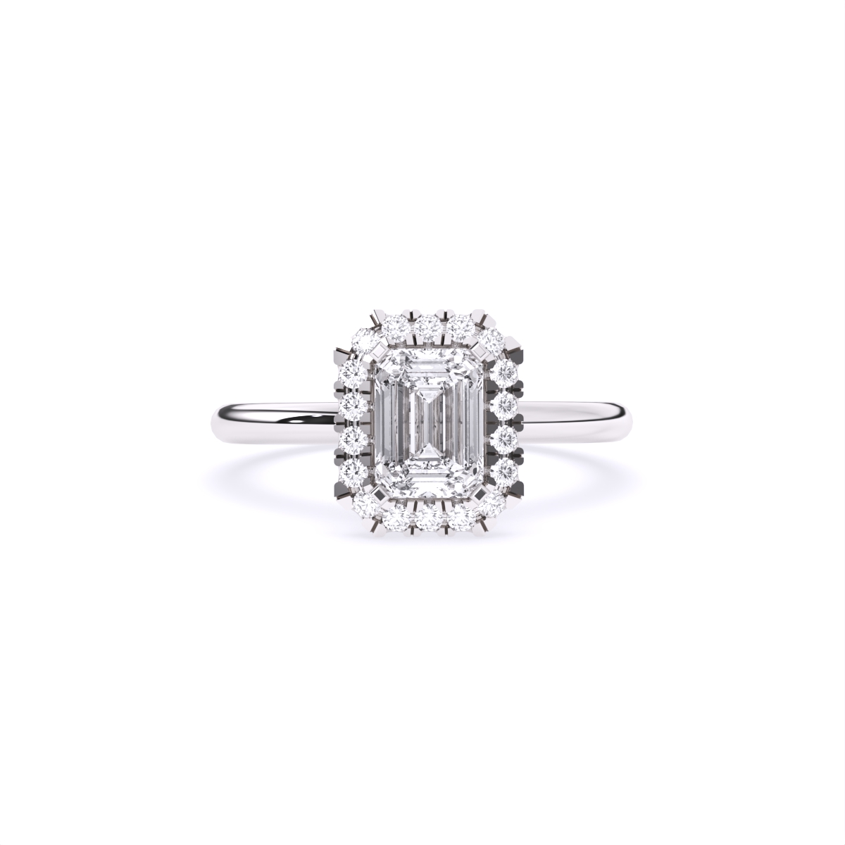 Emerald Halo lab Diamond Wedding Ring