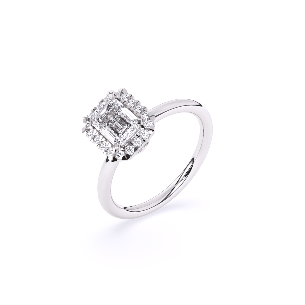 Emerald Halo lab Diamond Wedding Ring