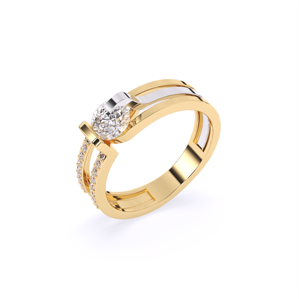 Round Solitaire and Accents Lab Diamond Ring