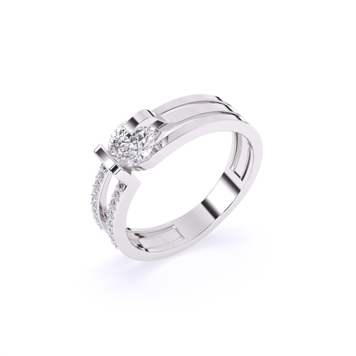 Round Solitaire and Accents Lab Diamond Ring