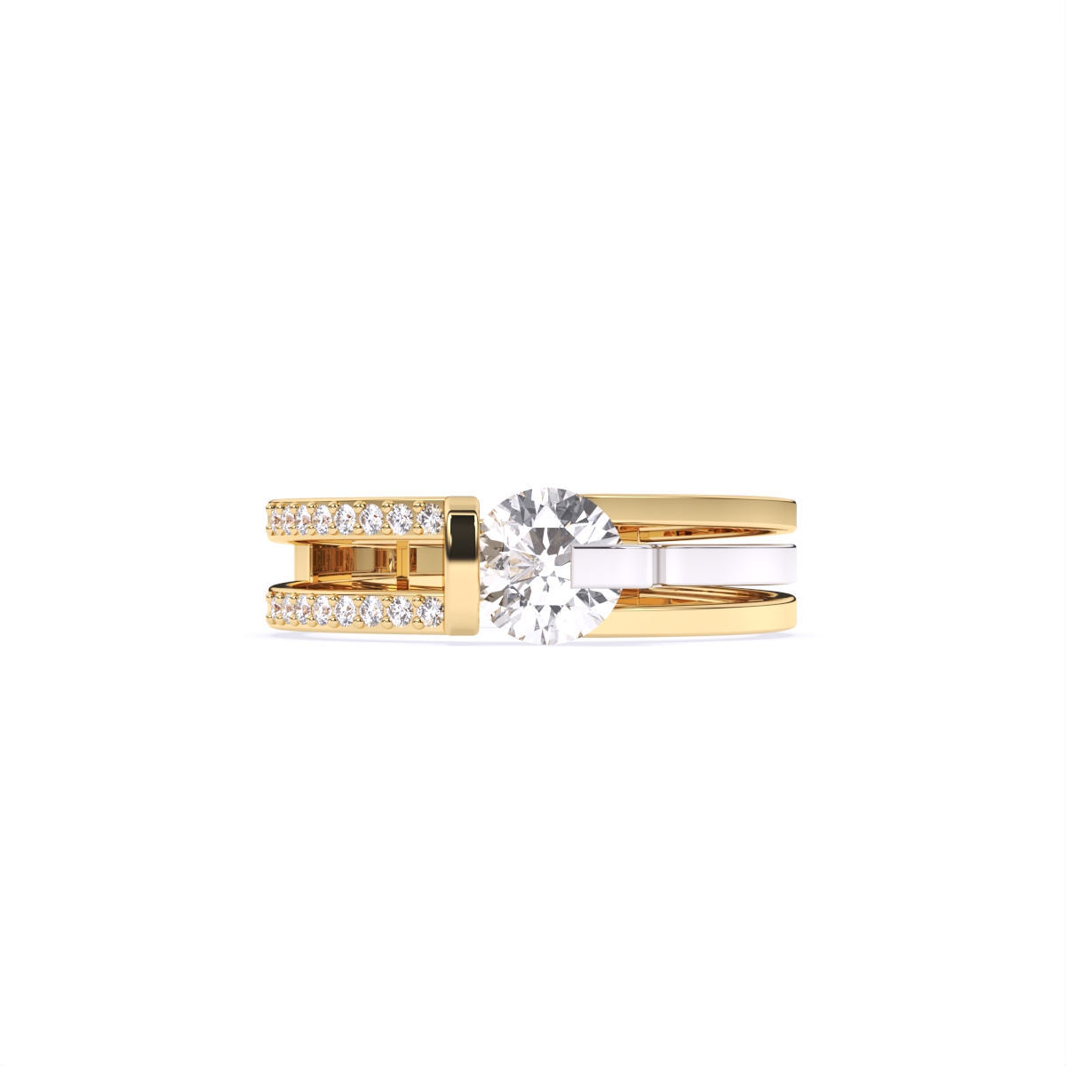 Round Solitaire and Accents Lab Diamond Ring