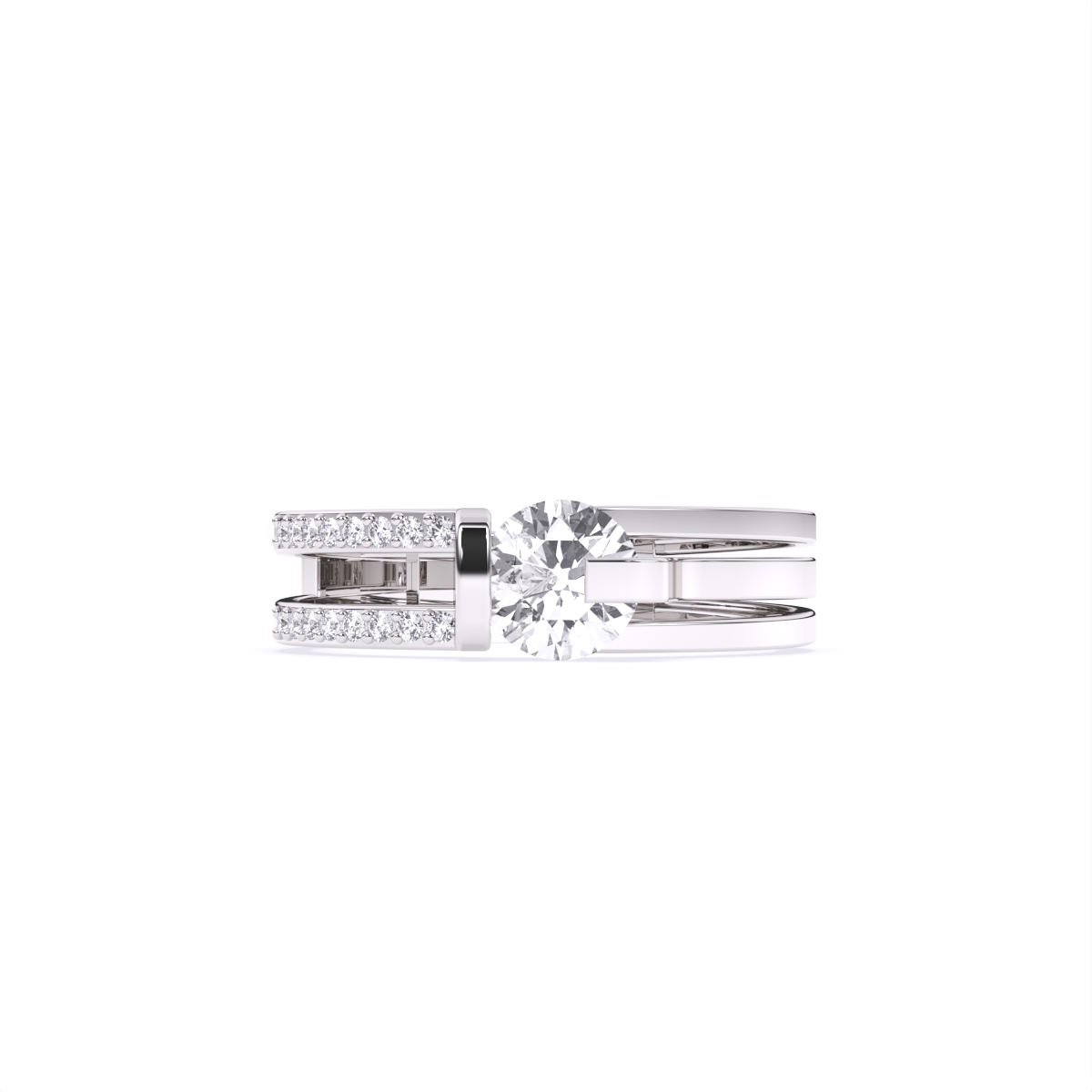 Round Solitaire and Accents Lab Diamond Ring