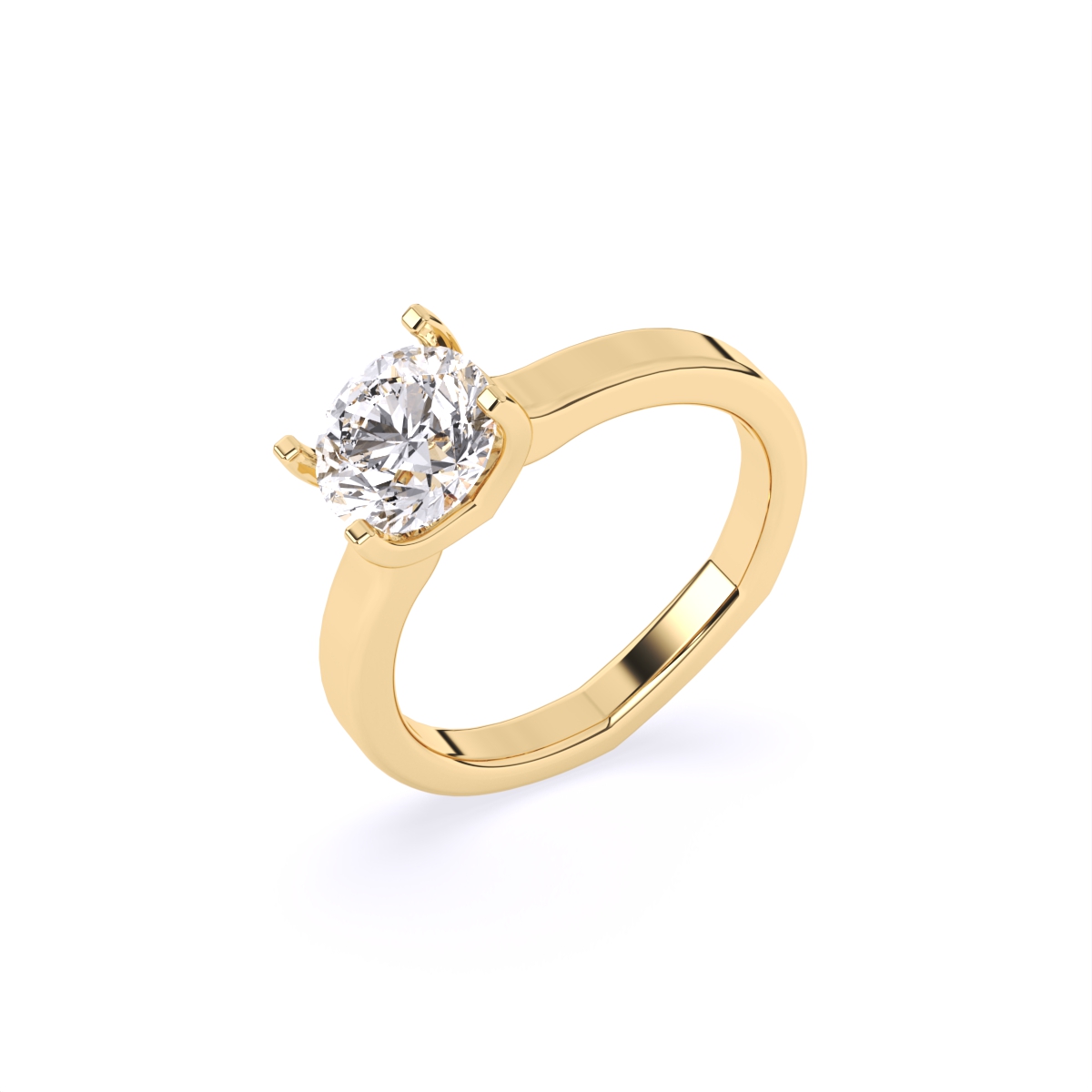 Round Four Prong lab Diamond Solitaire Ring