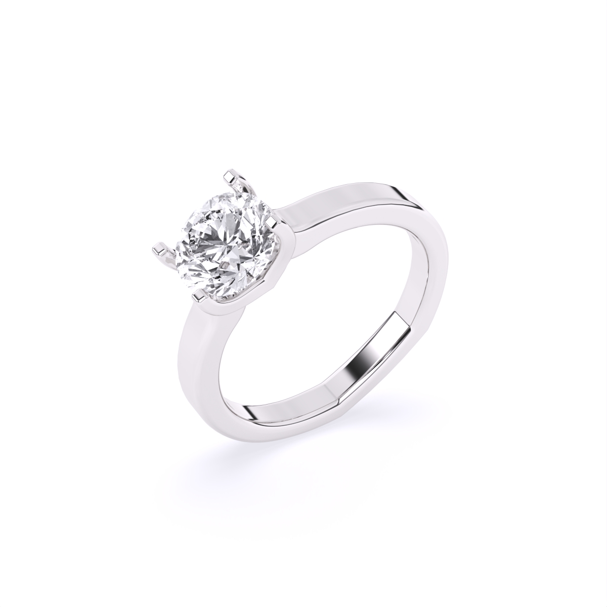 Round Four Prong lab Diamond Solitaire Ring