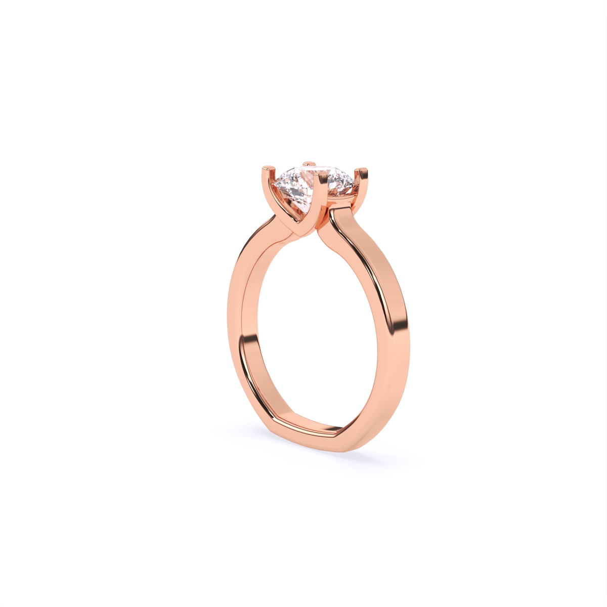 Round Four Prong lab Diamond Solitaire Ring