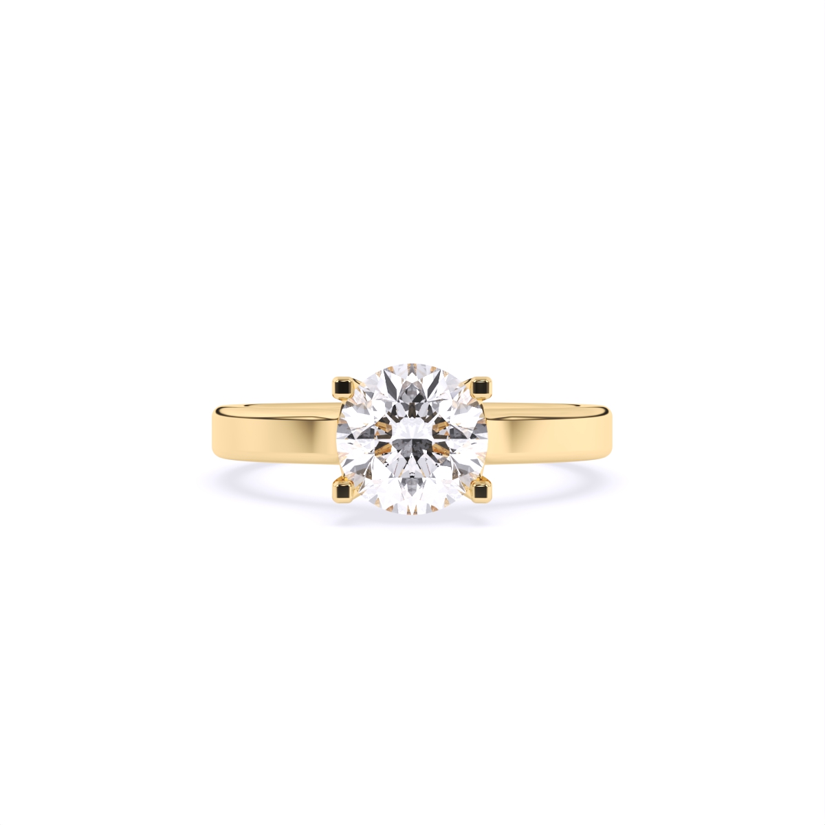 Round Four Prong lab Diamond Solitaire Ring