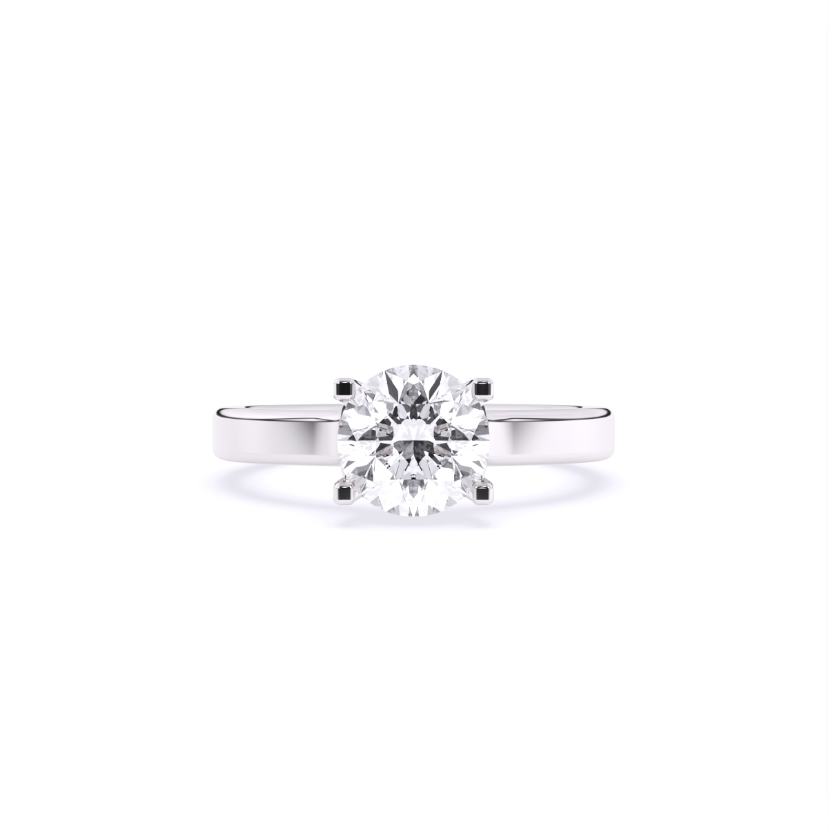 Round Four Prong lab Diamond Solitaire Ring