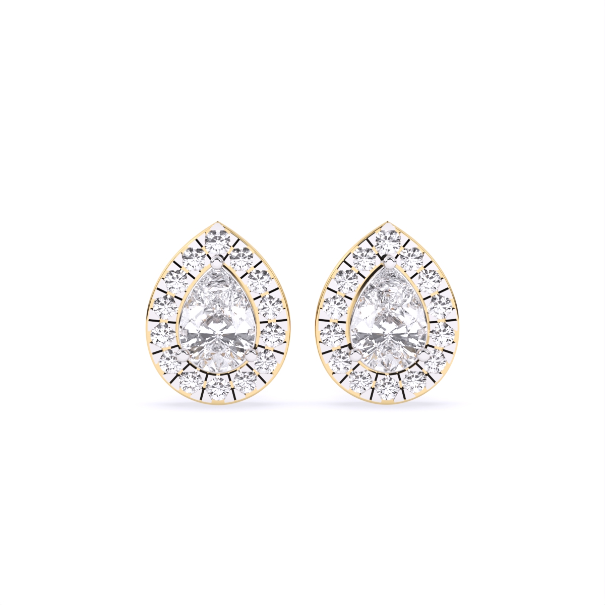 Pear Solitaire Halo lab Diamond Earrings