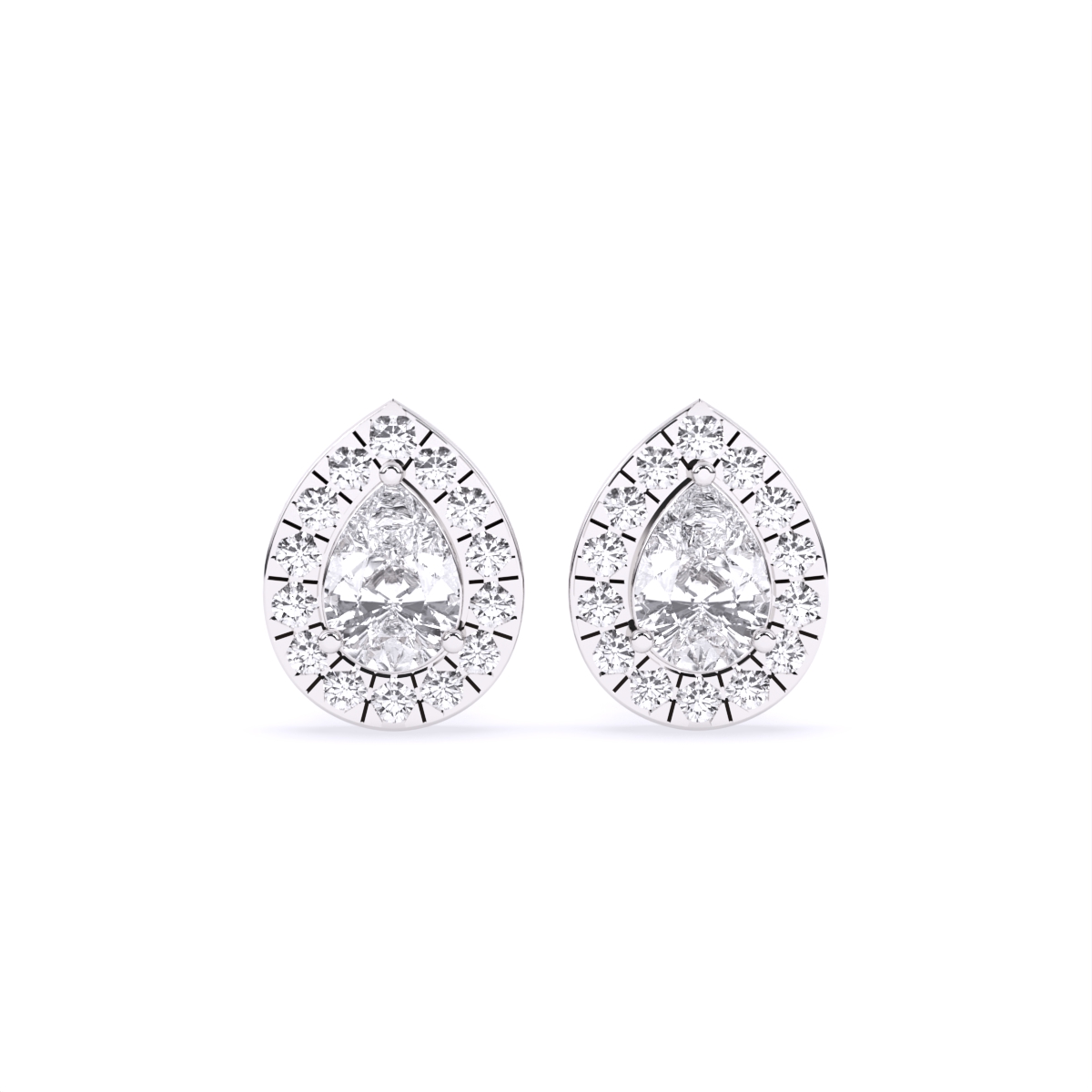 Pear Solitaire Halo lab Diamond Earrings