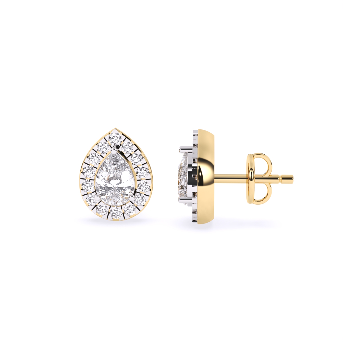 Pear Solitaire Halo lab Diamond Earrings