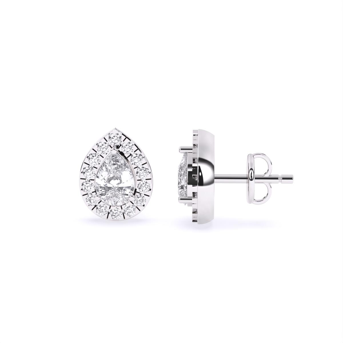 Pear Solitaire Halo lab Diamond Earrings