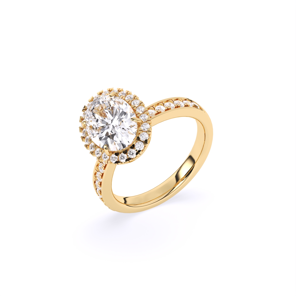 Oval Halo lab Grown Solitaire Accents Ring