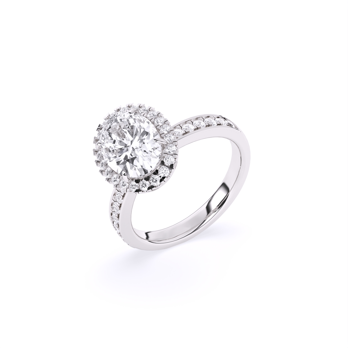 Oval Halo lab Grown Solitaire Accents Ring
