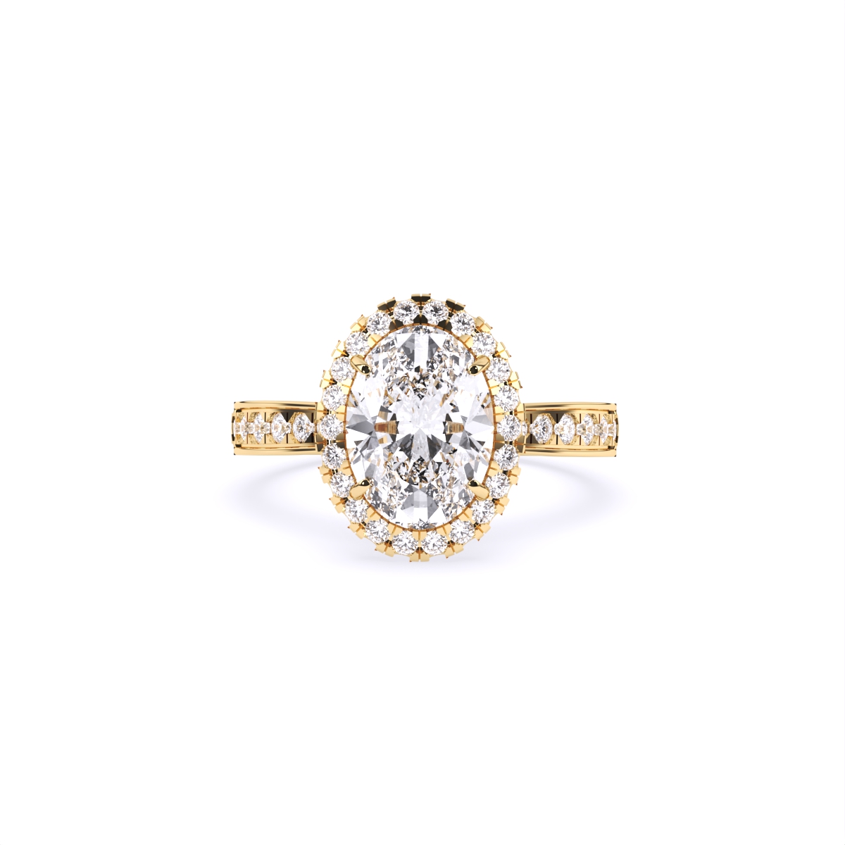 Oval Halo lab Grown Solitaire Accents Ring