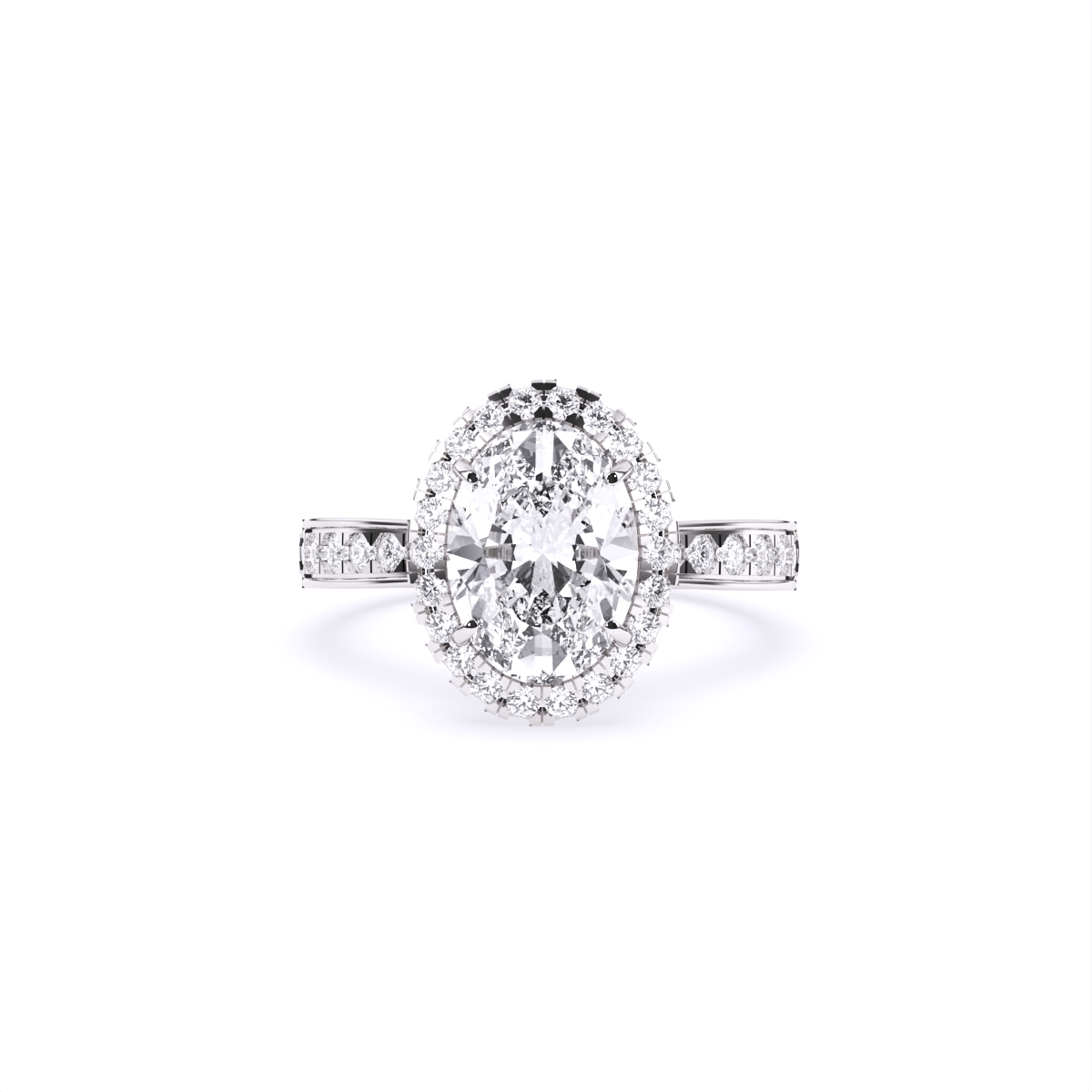 Oval Halo lab Grown Solitaire Accents Ring