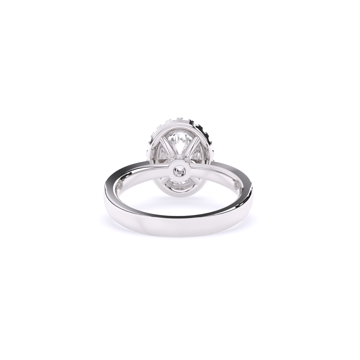 Oval Halo lab Grown Solitaire Accents Ring
