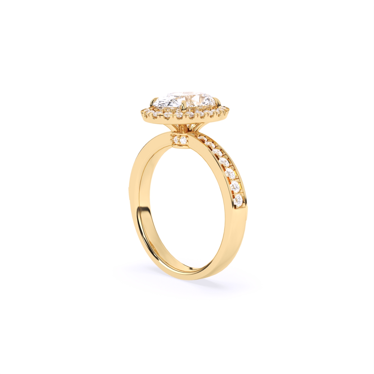Oval Halo lab Grown Solitaire Accents Ring