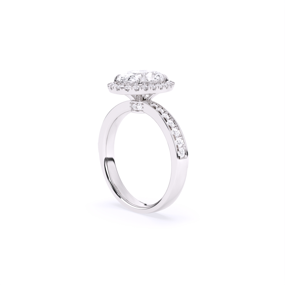 Oval Halo lab Grown Solitaire Accents Ring