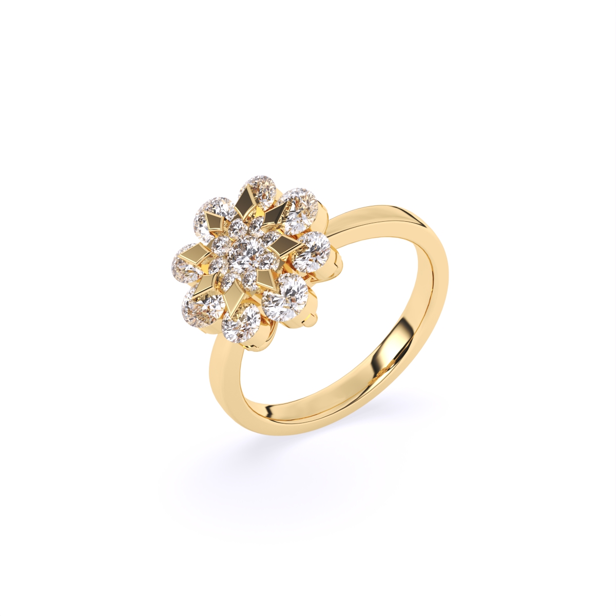 Round Flower Style lab Diamond Ring