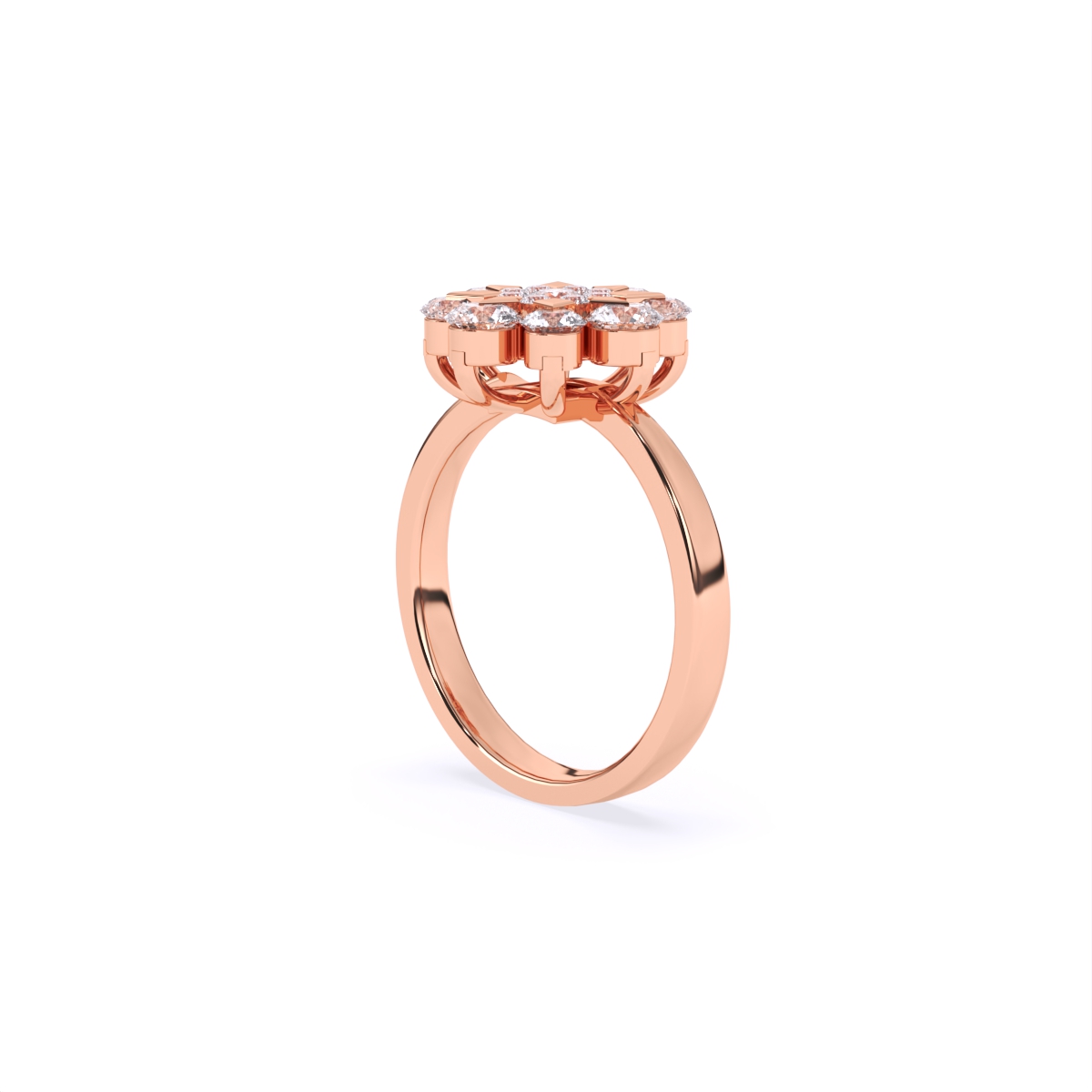 Round Flower Style lab Diamond Ring