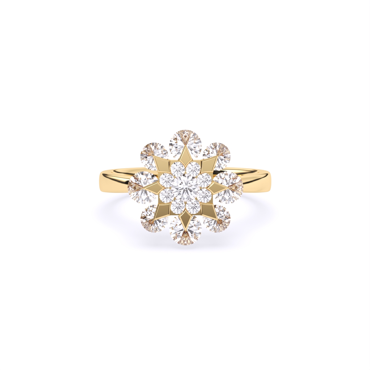 Round Flower Style lab Diamond Ring
