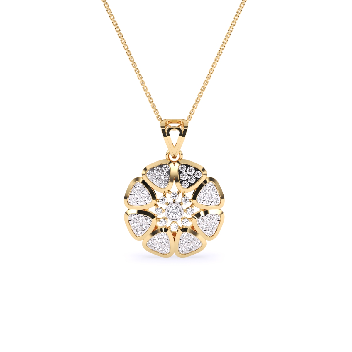 Round Floral Lab Grown Diamond Pendant