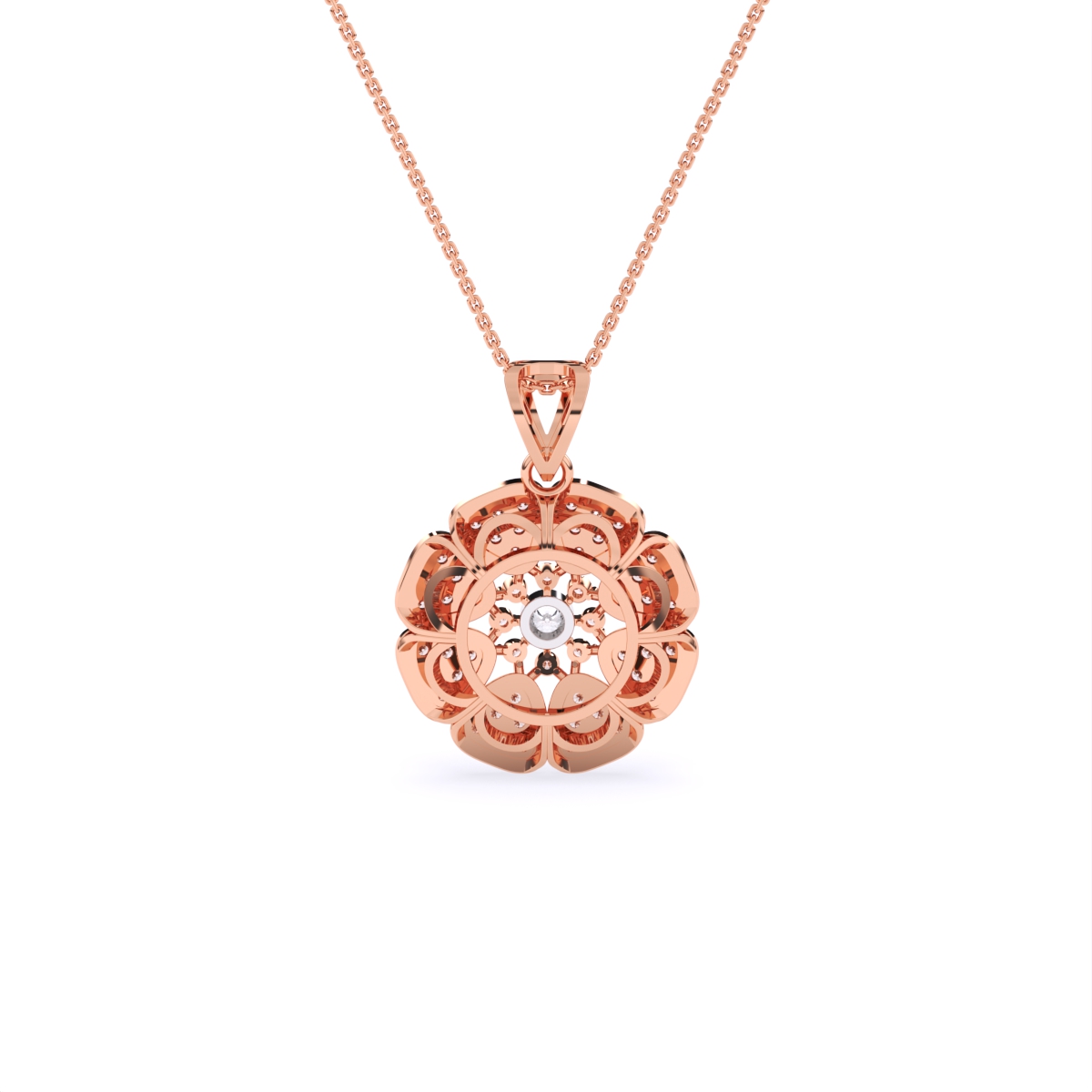 Round Floral Lab Grown Diamond Pendant