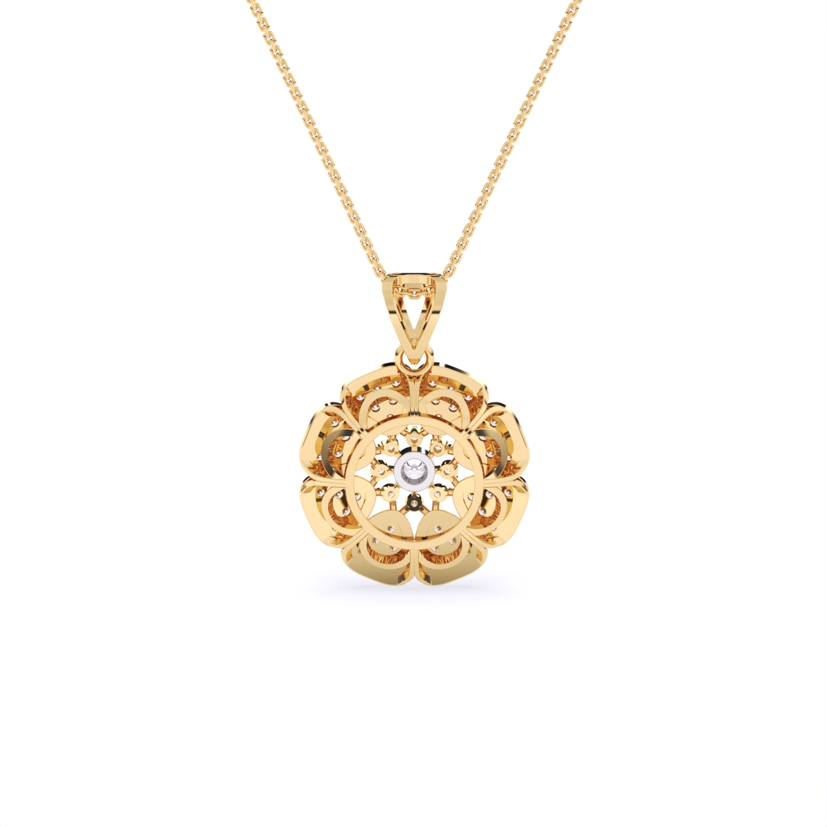 Round Floral Lab Grown Diamond Pendant