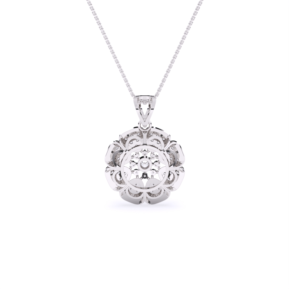 Round Floral Lab Grown Diamond Pendant