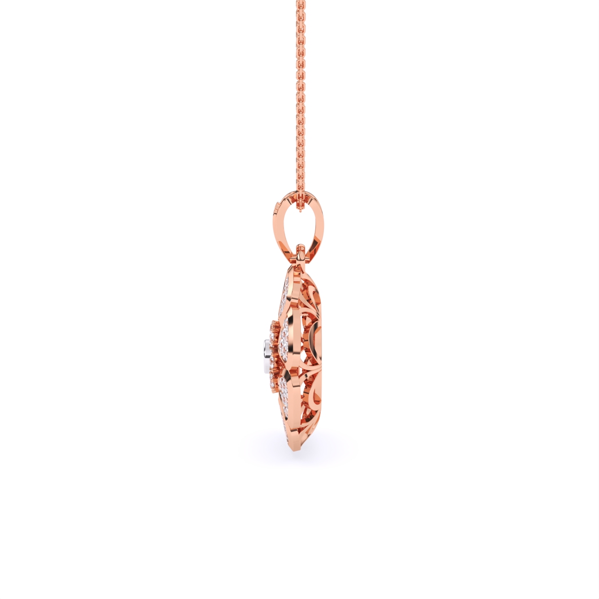 Round Floral Lab Grown Diamond Pendant