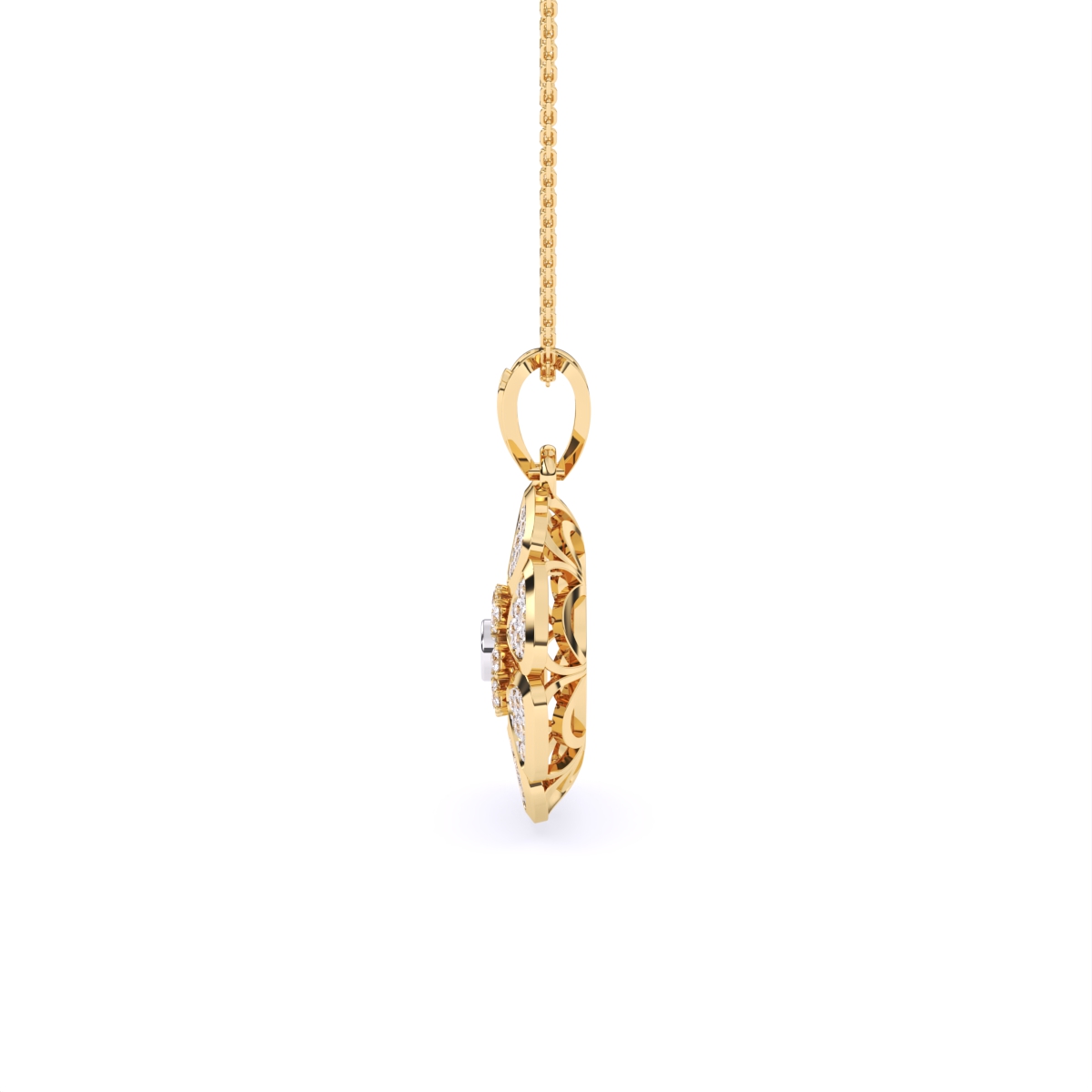 Round Floral Lab Grown Diamond Pendant