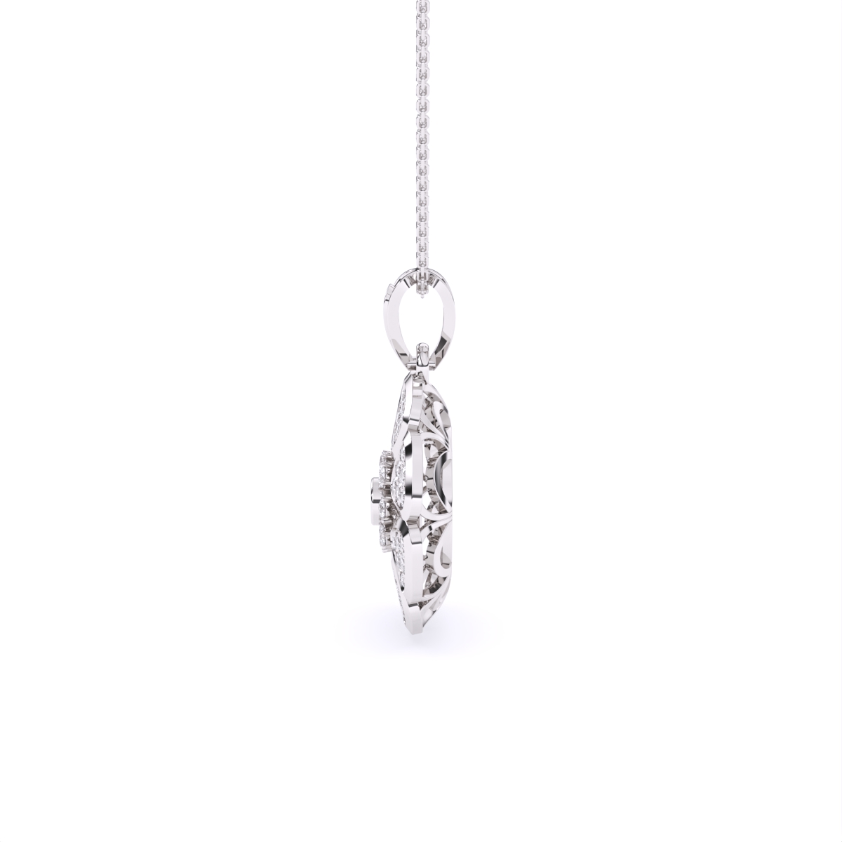 Round Floral Lab Grown Diamond Pendant