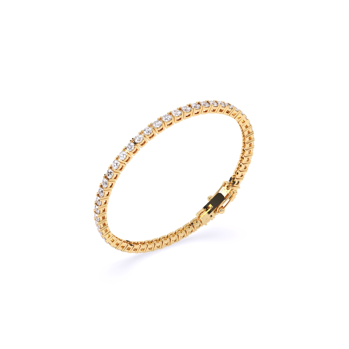 14K Gold Round Solitaire Tennis Bracelet