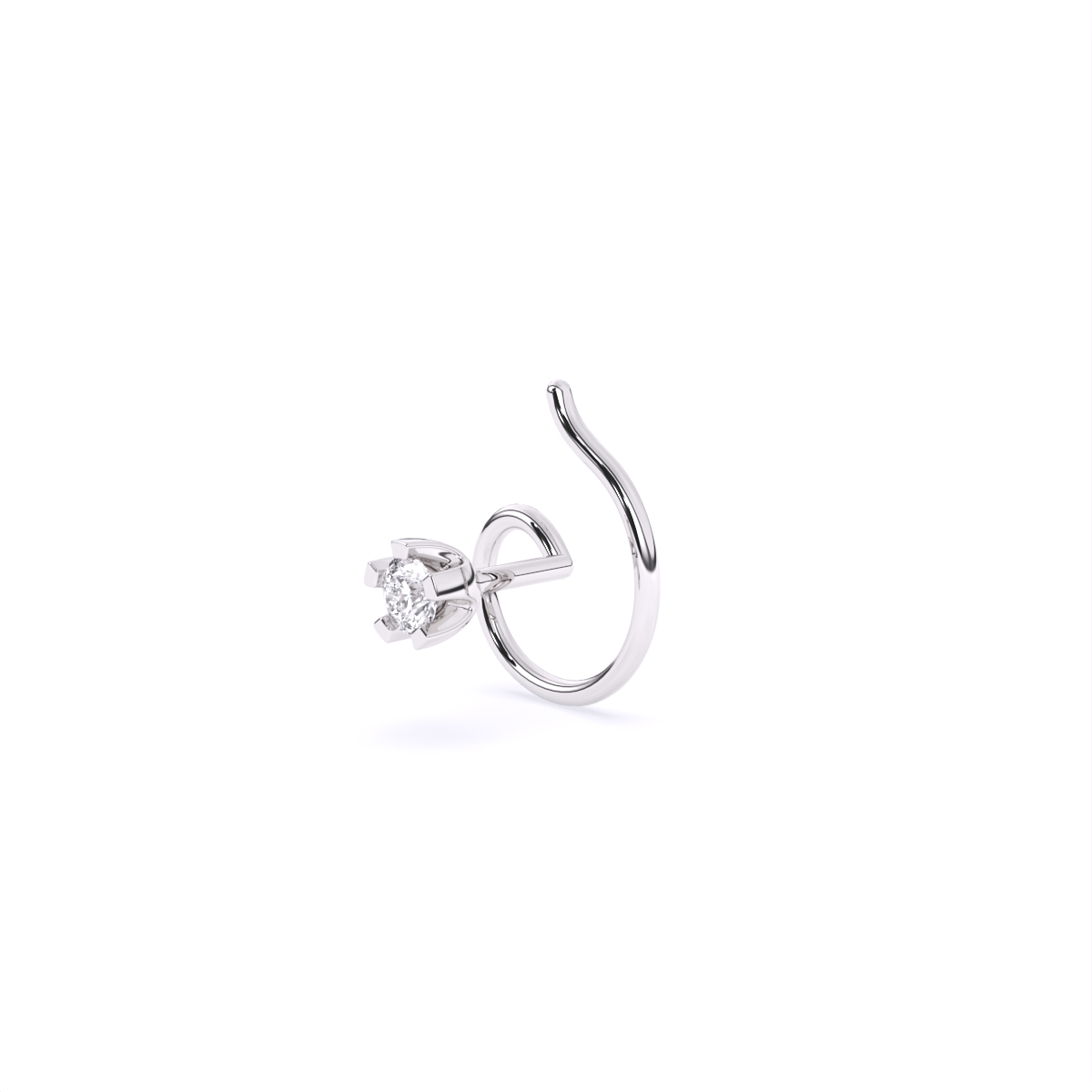 Round Six Prong Lab Diamond Nose Pin