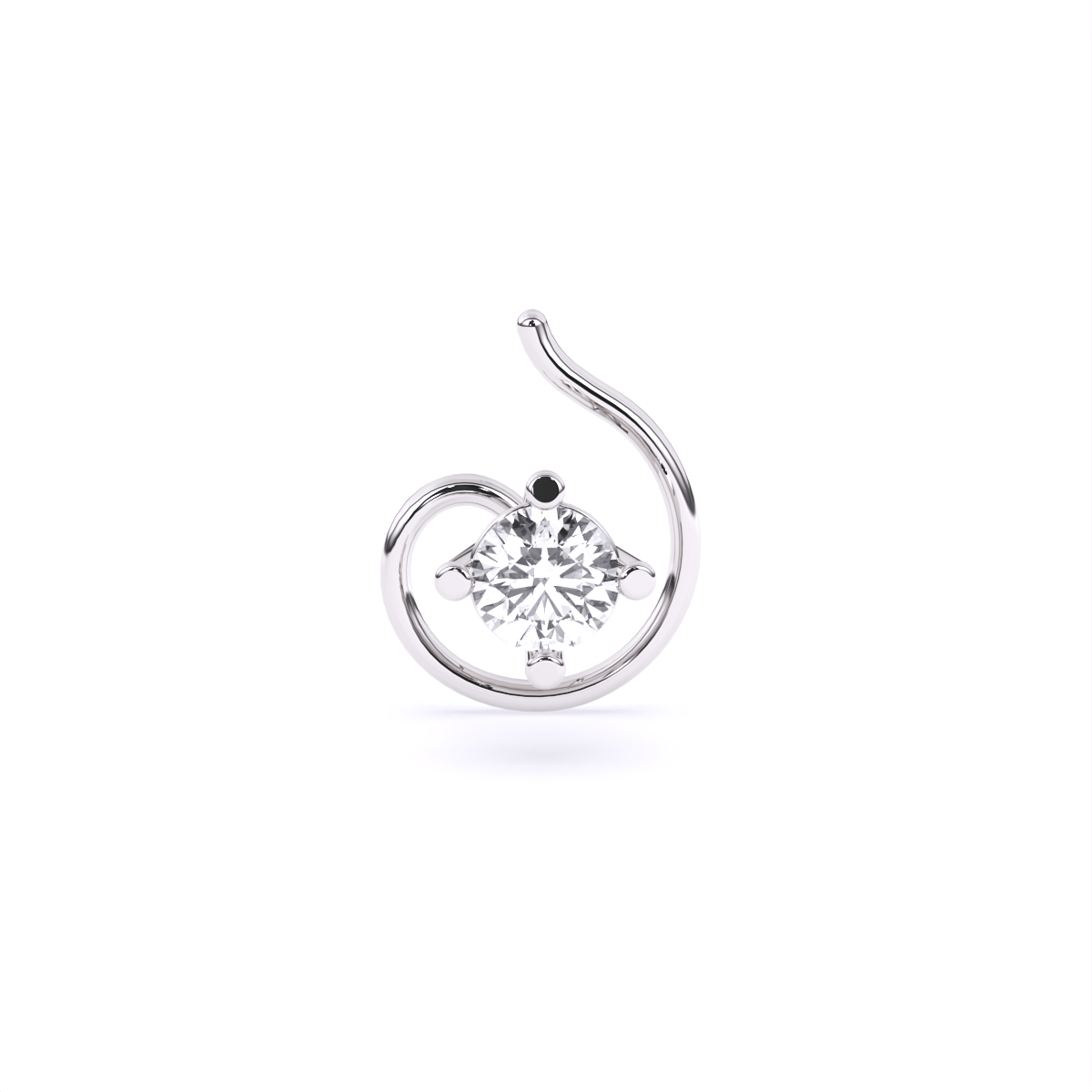 Round Four Prong lab Diamond Solitaire Nose Pin