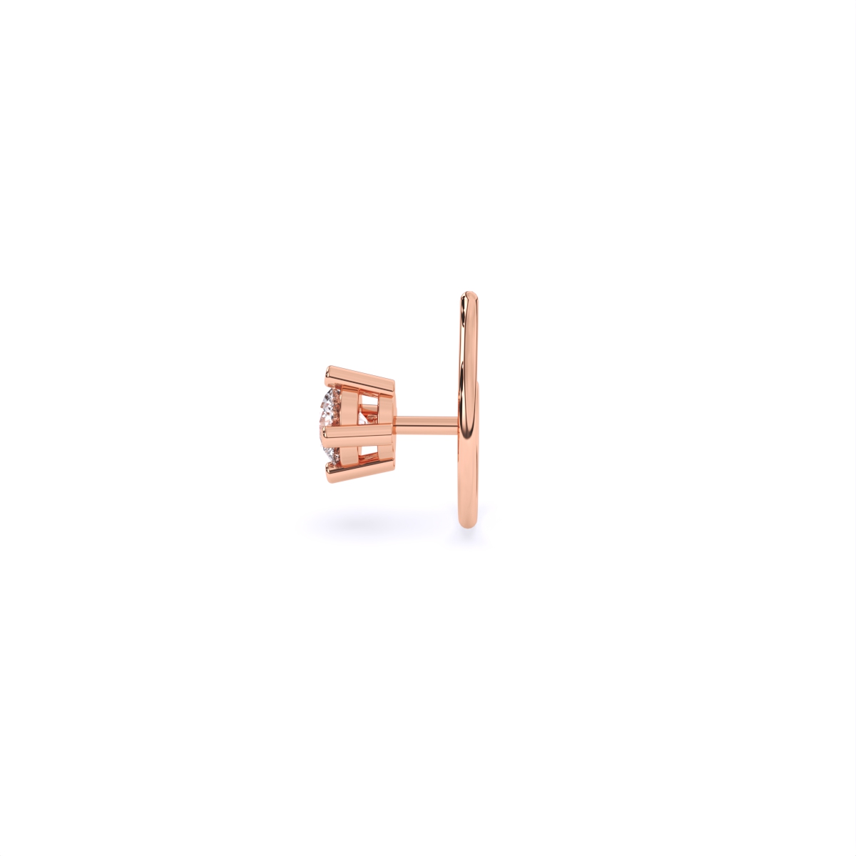 Round Four Prong lab Diamond Solitaire Nose Pin