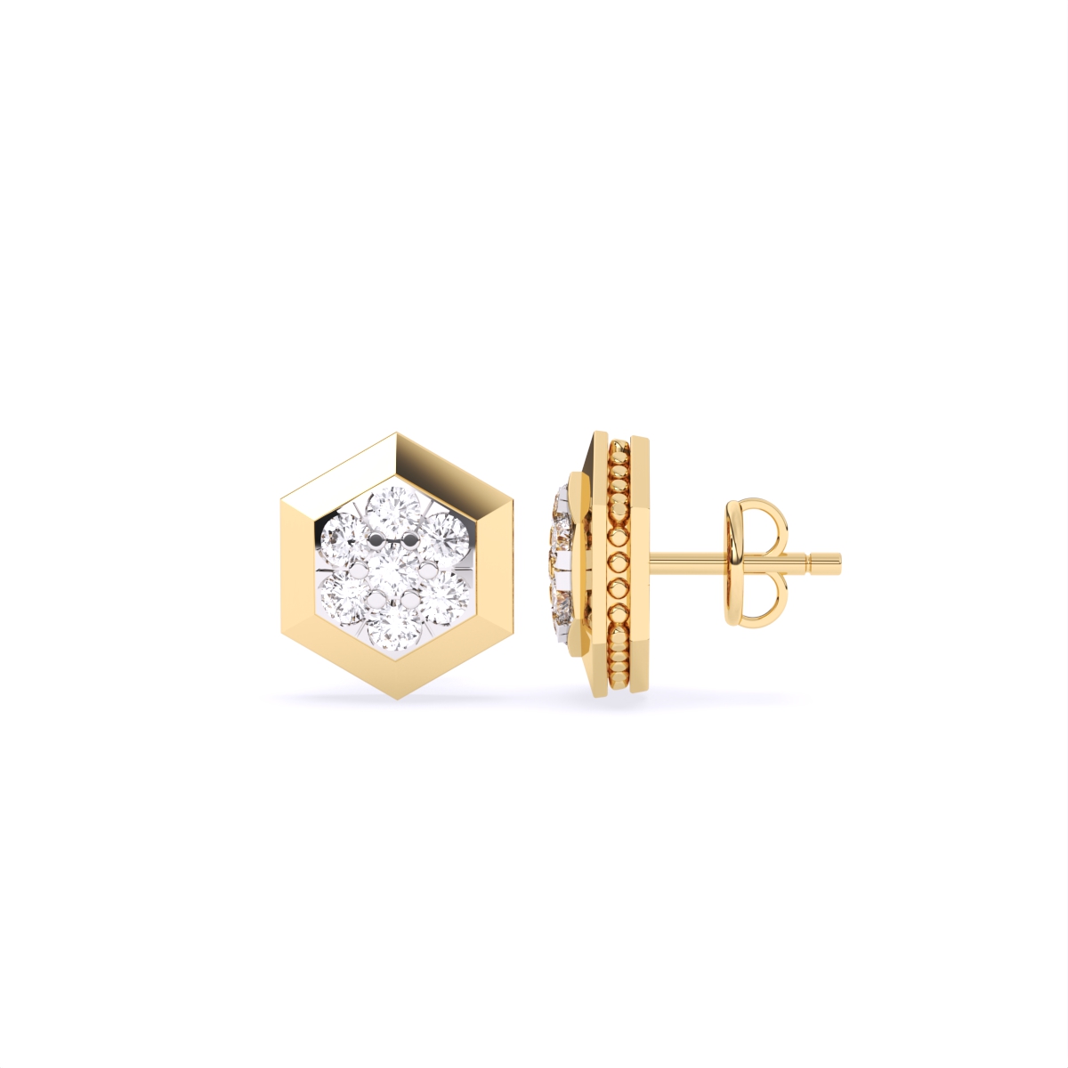 Hexagon Style Lab Grown Diamond Earrings