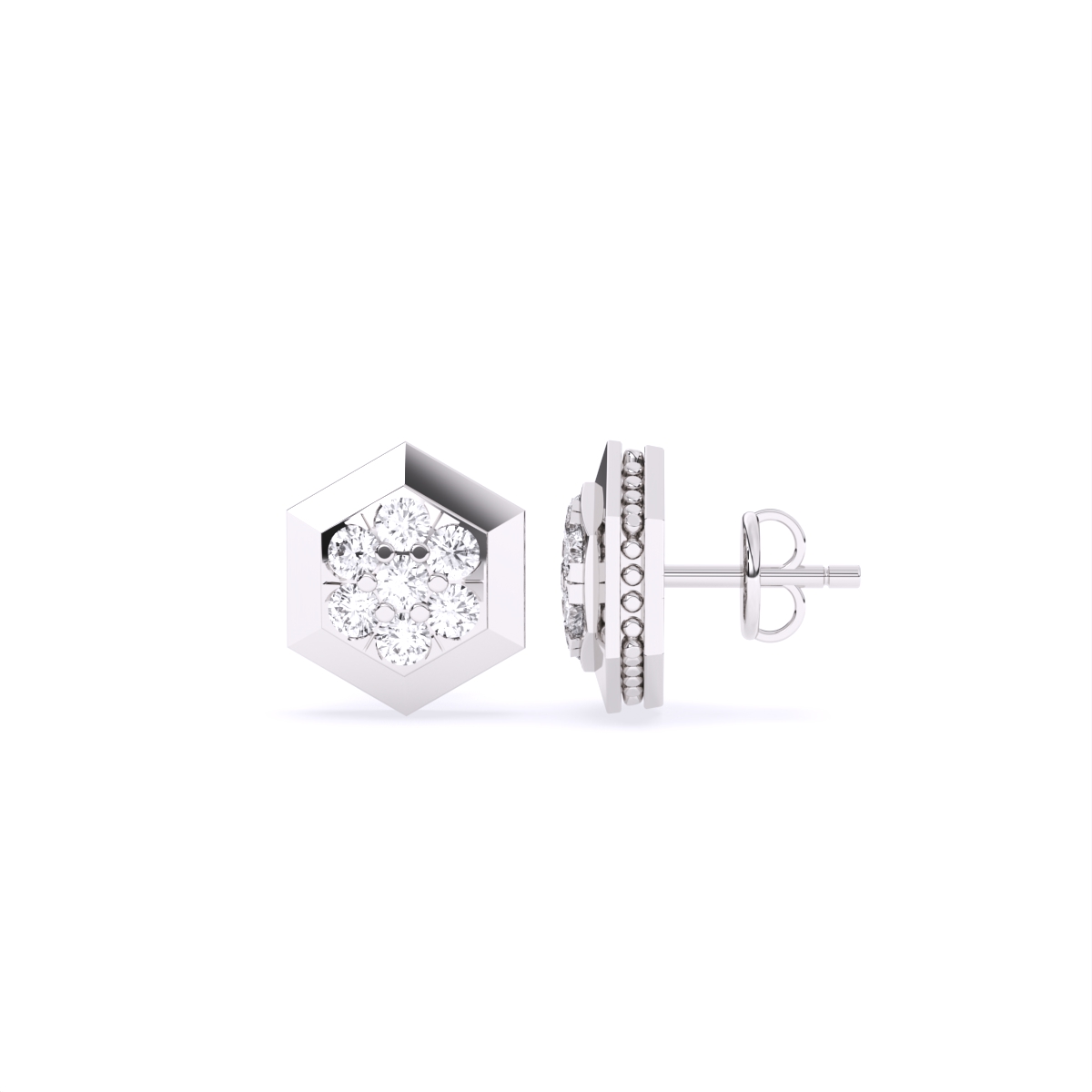 Hexagon Style Lab Grown Diamond Earrings
