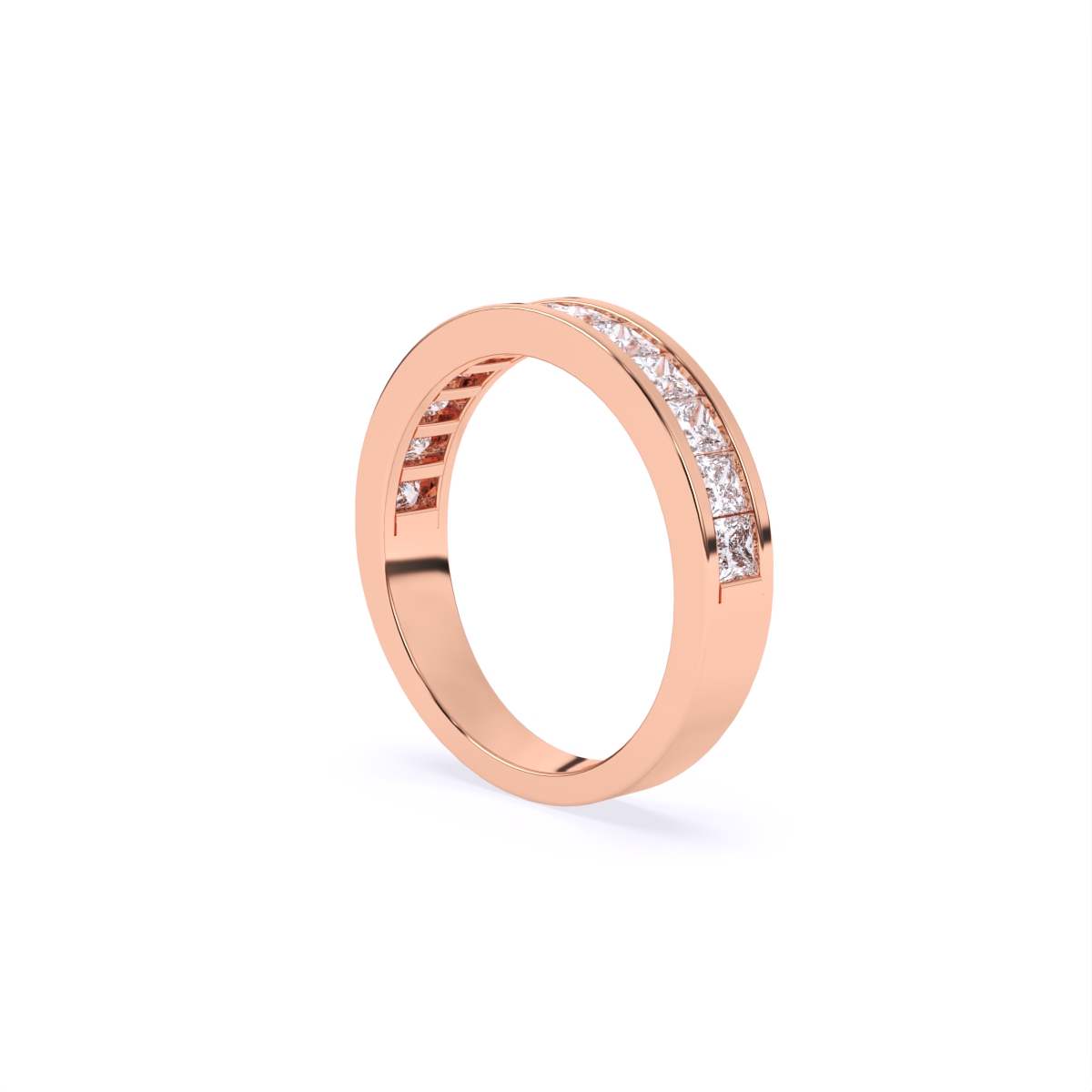 Sleek Channel Princess Cut Diamond Band