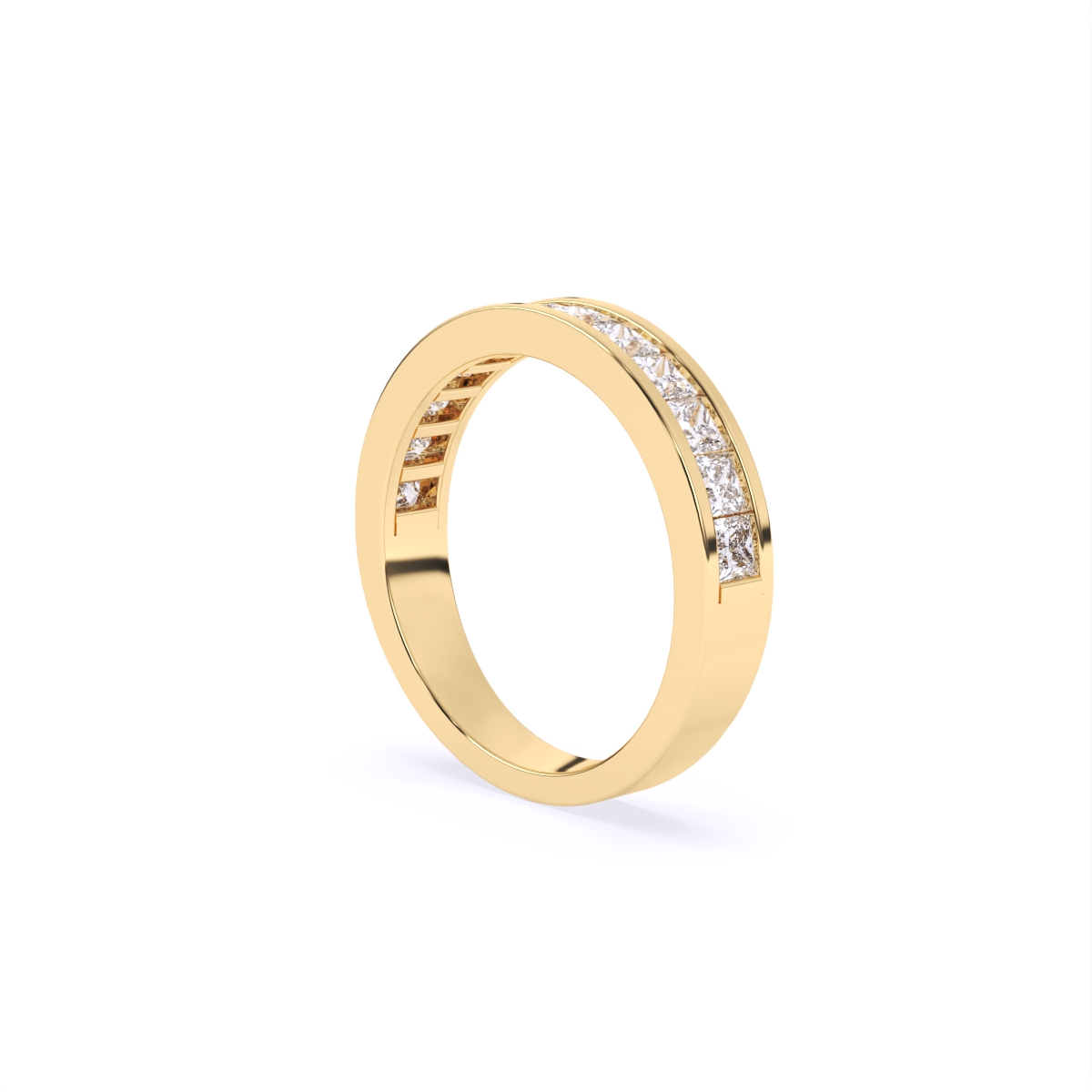 Sleek Channel Princess Cut Diamond Band