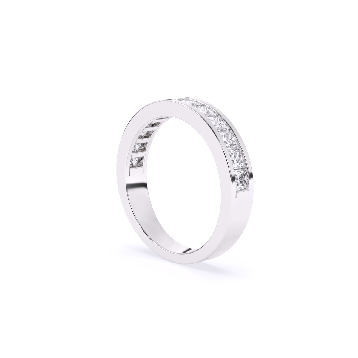 Sleek Channel Princess Cut Diamond Band