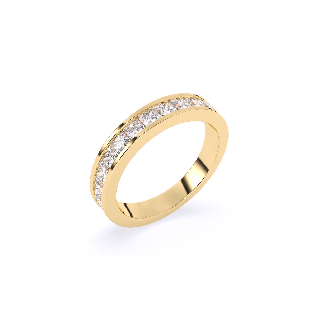 Sleek Channel Princess Cut Diamond Band