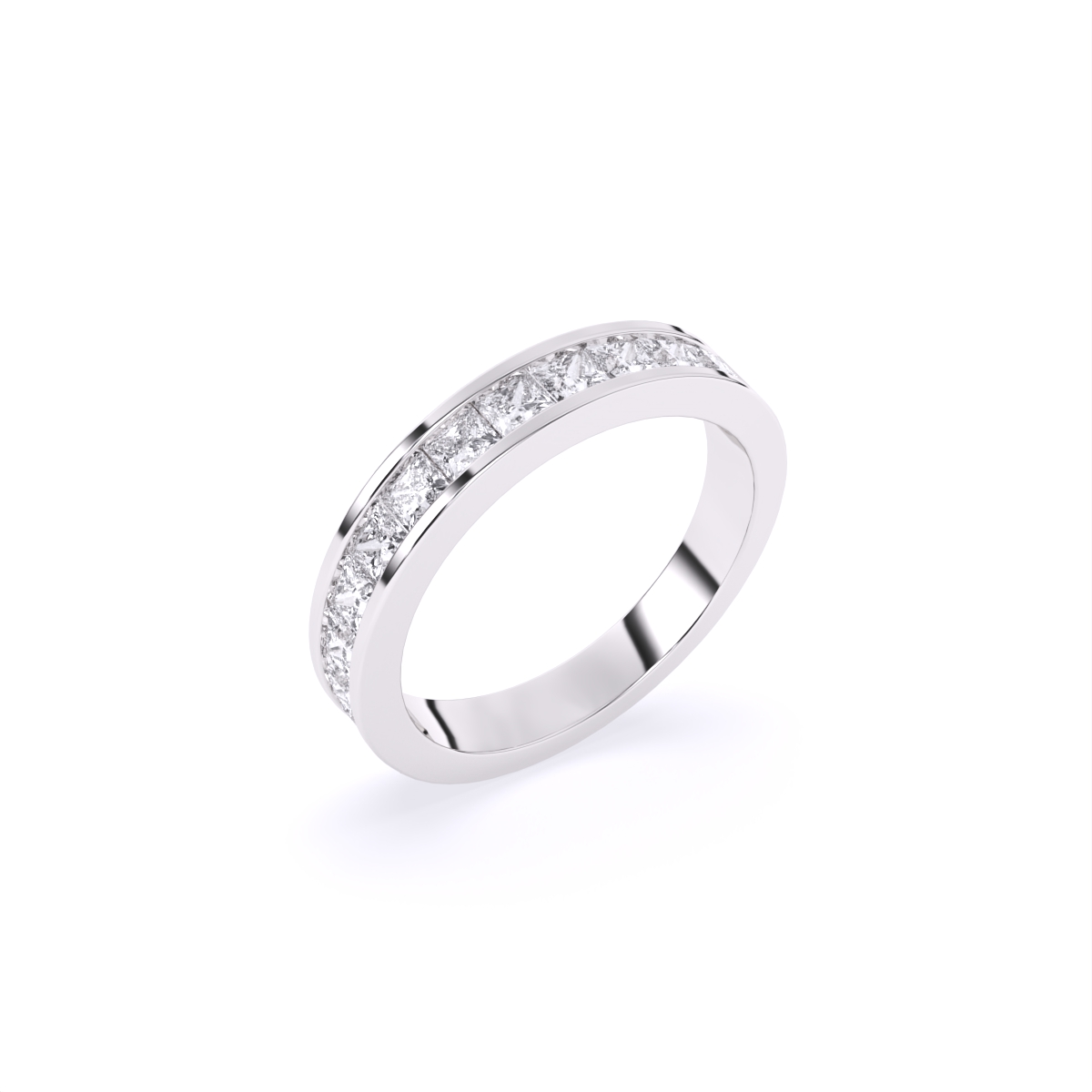 Sleek Channel Princess Cut Diamond Band