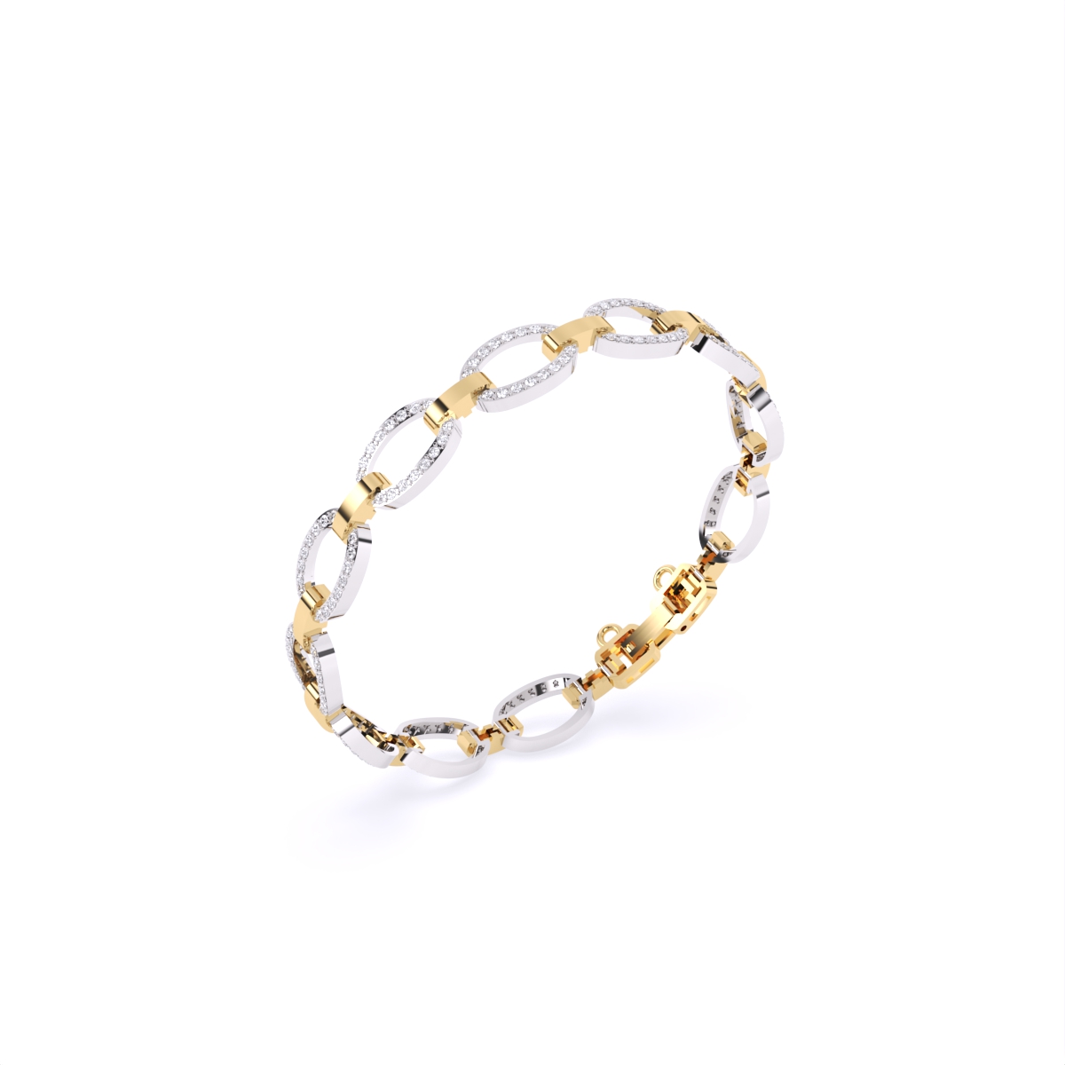 Oval Link Chain Diamond Bracelet