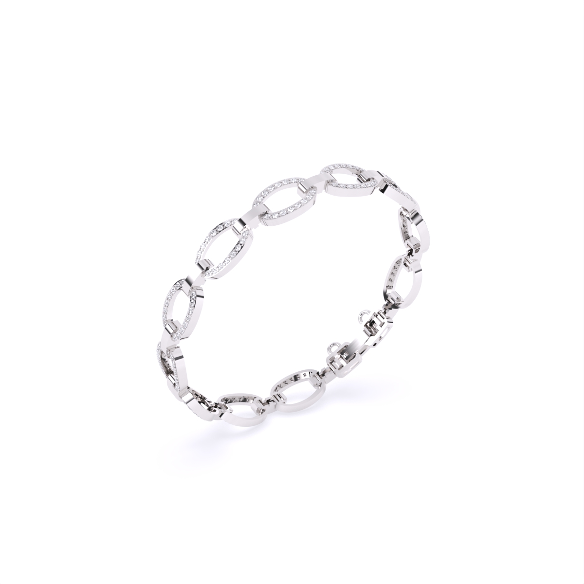 Oval Link Chain Diamond Bracelet