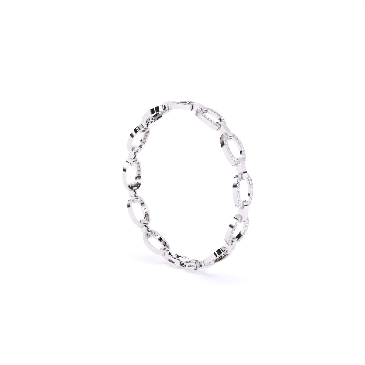 Oval Link Chain Diamond Bracelet