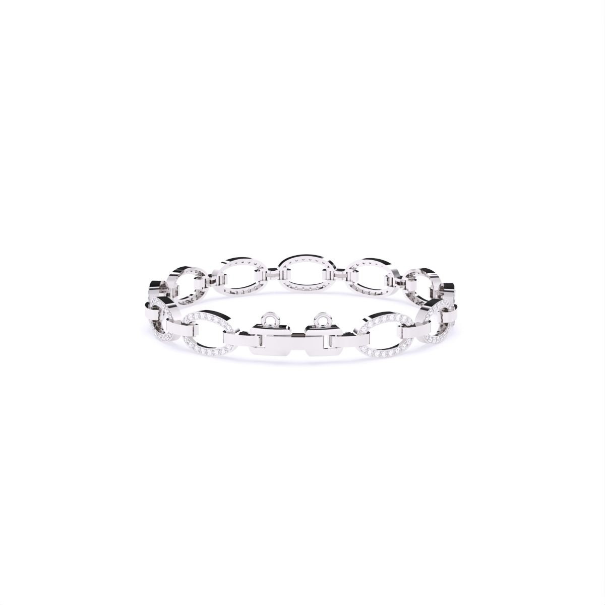 Oval Link Chain Diamond Bracelet